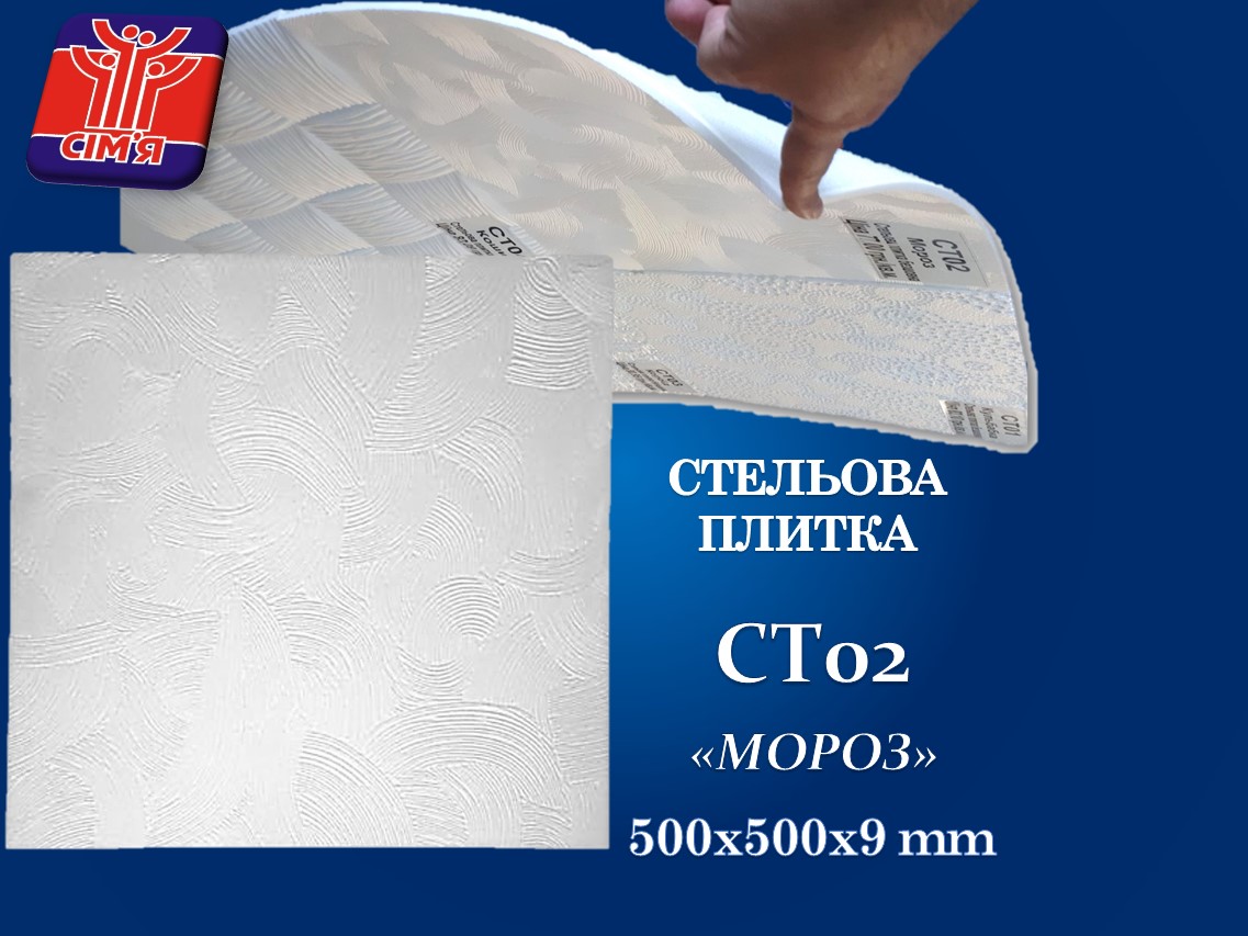 СТ02 Плита стельова безшовна 500х500х9 інжекція "Сім`я" (мороз)