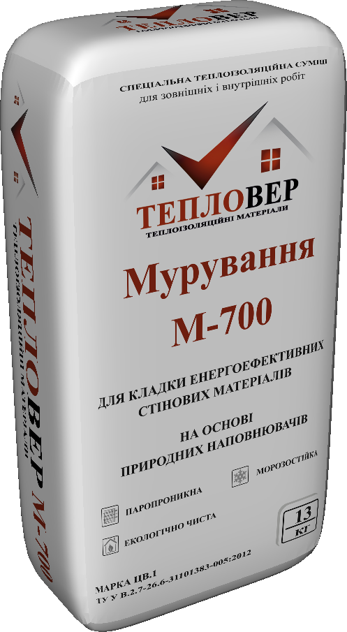 Теплоизоляционный кладочный раствор Тепловер М700