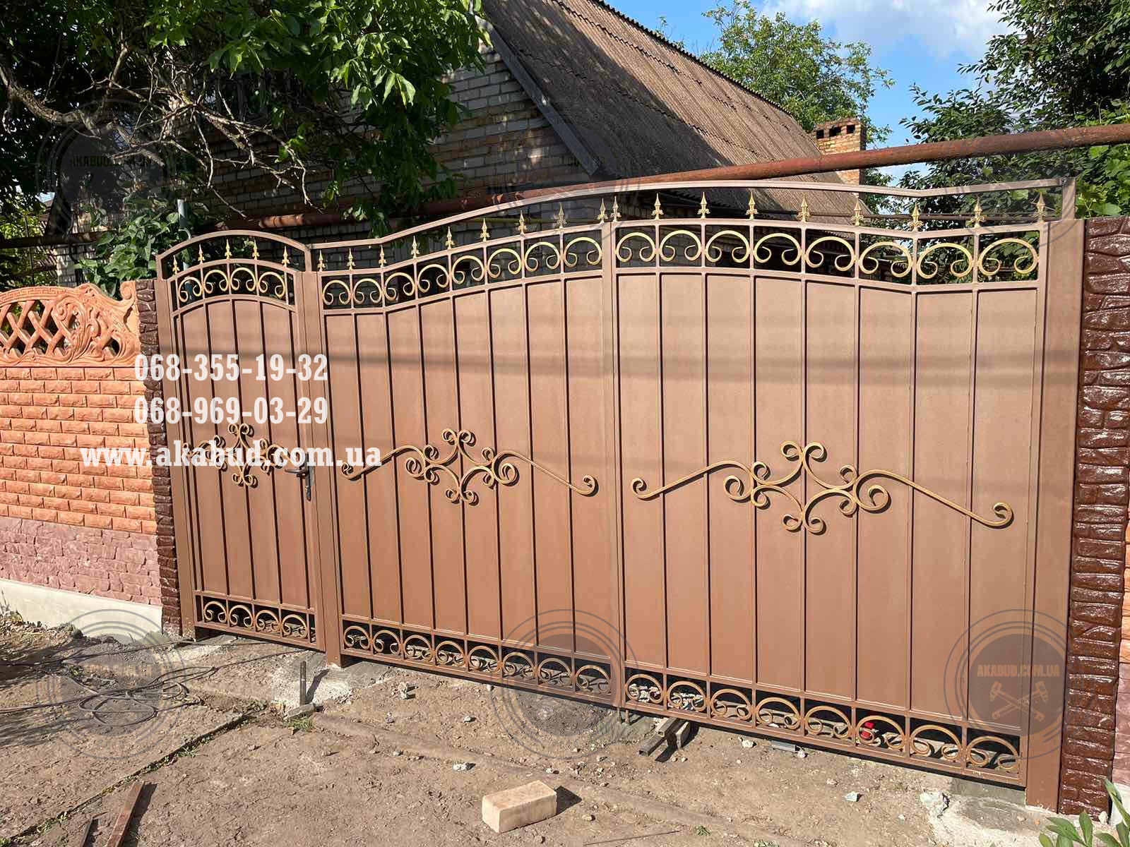 Распашные ворота, откатные ворота, навес, беседка